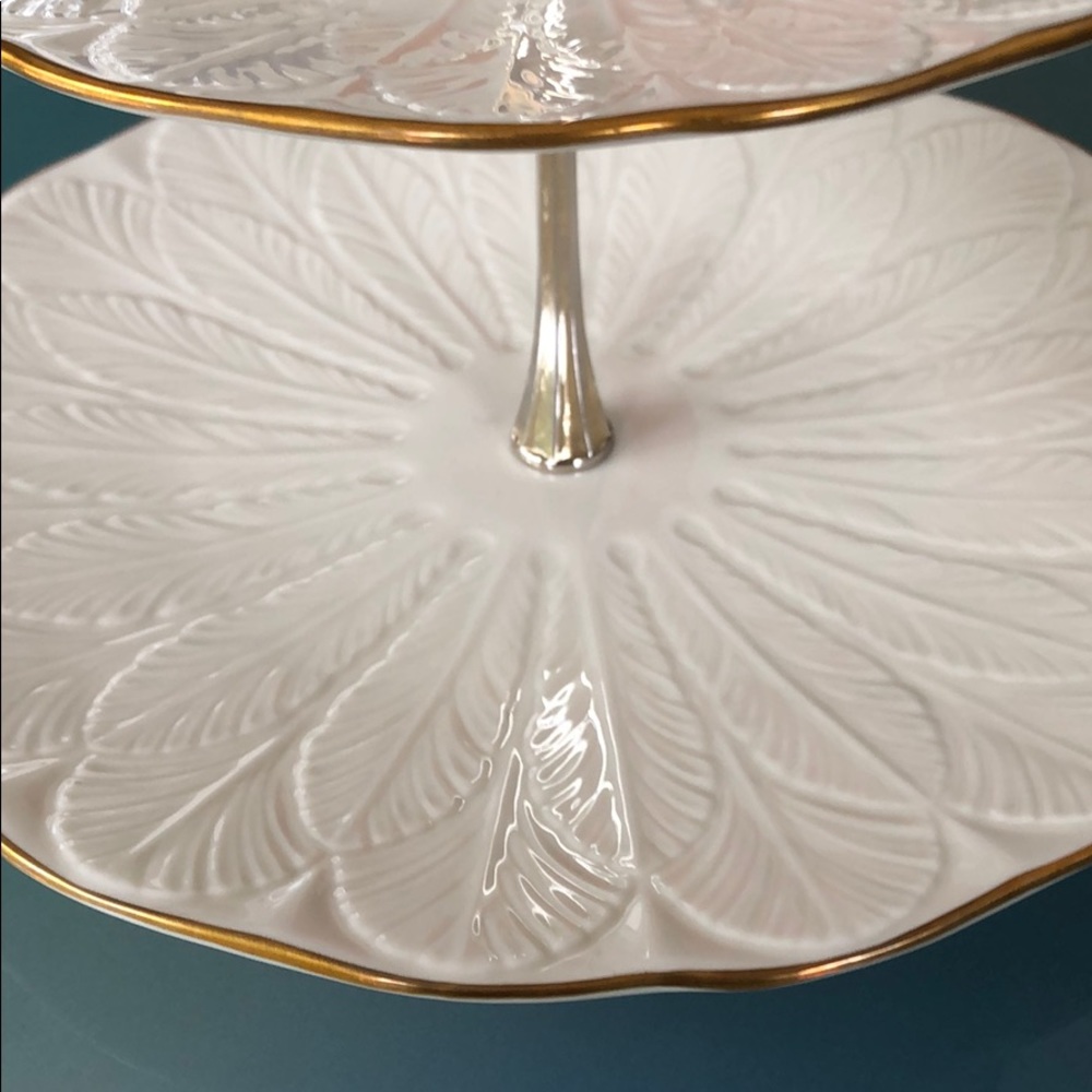 LENOX CHINA TWO TIERED GREENFIELD TERRACE SERVER - Picture 9 of 14